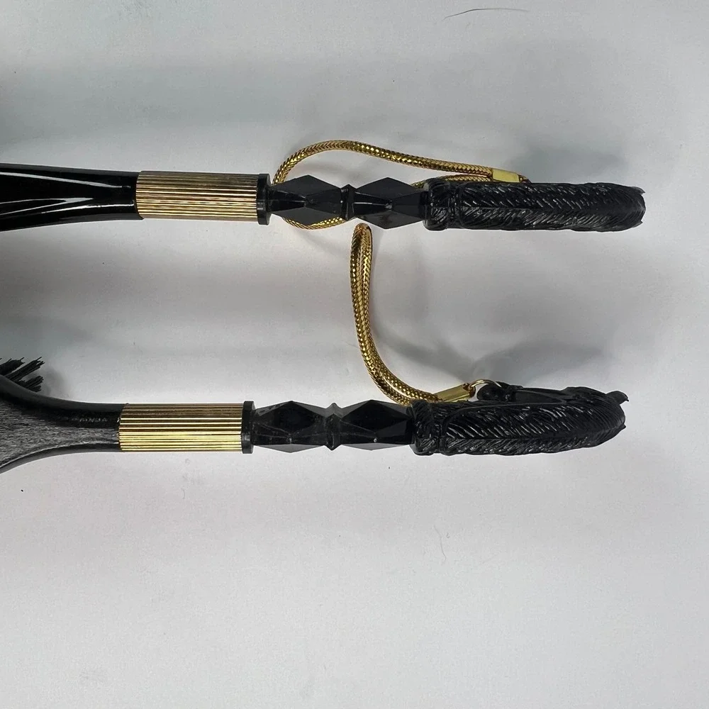 VTG Brush & Shoehorn Set Equestrian Horse Head Made in Japan Elegant Black Gold
